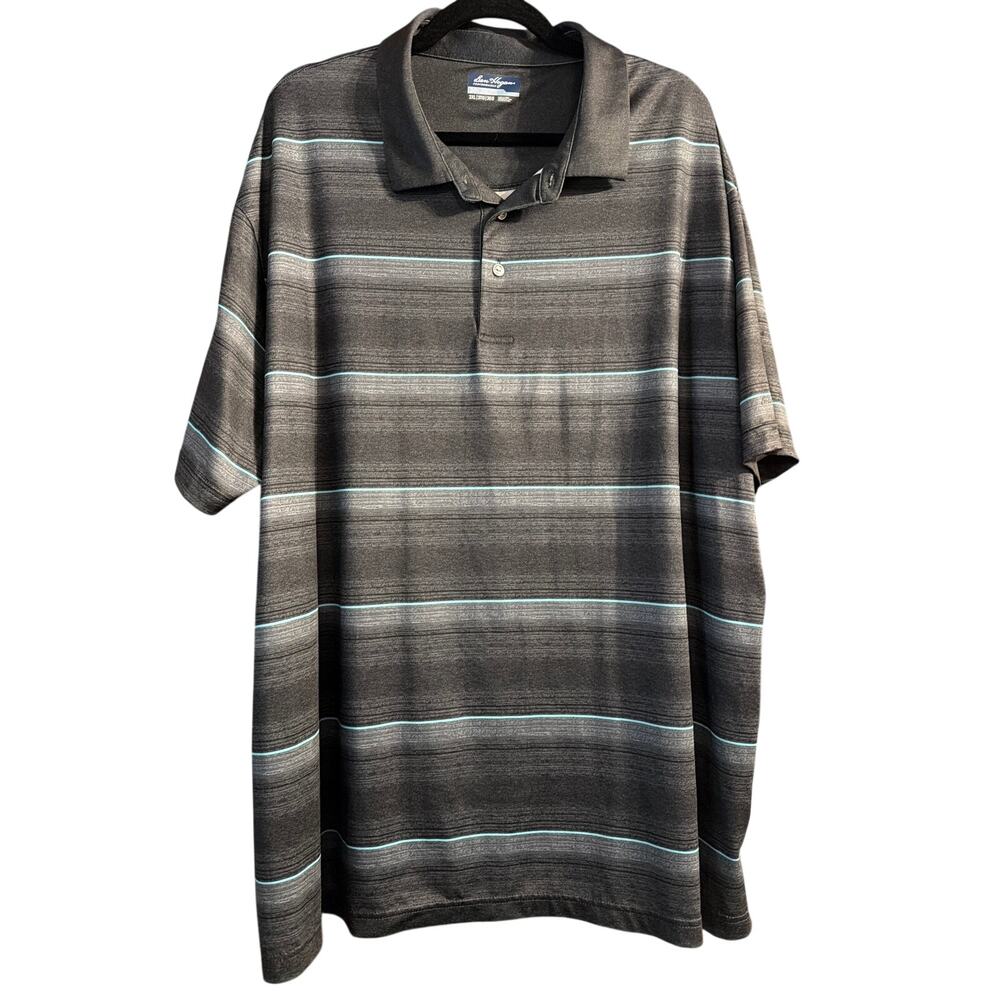 Ben Hogan Performance Men's Black Blue Stripes Short Sleeve Polo Shirt Size 3XL